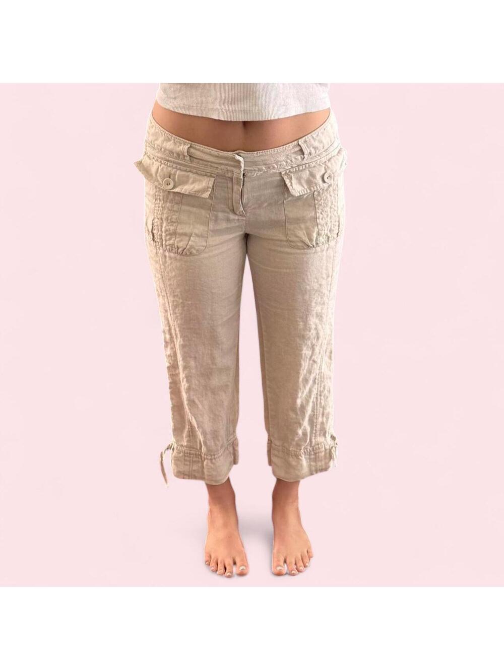 Vintage DKNY low rise linen cargo capris